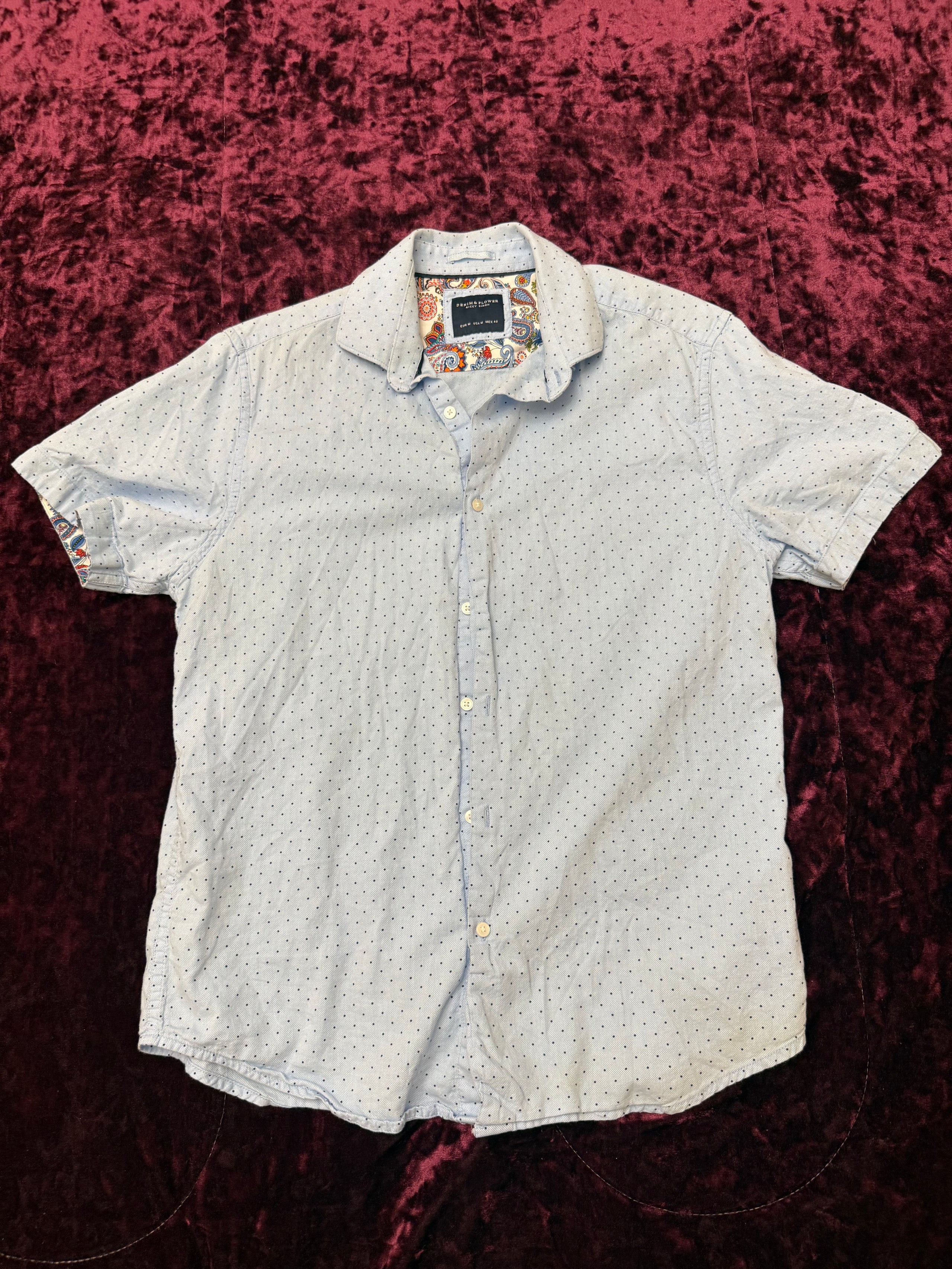 S/S Denim&Flower button up