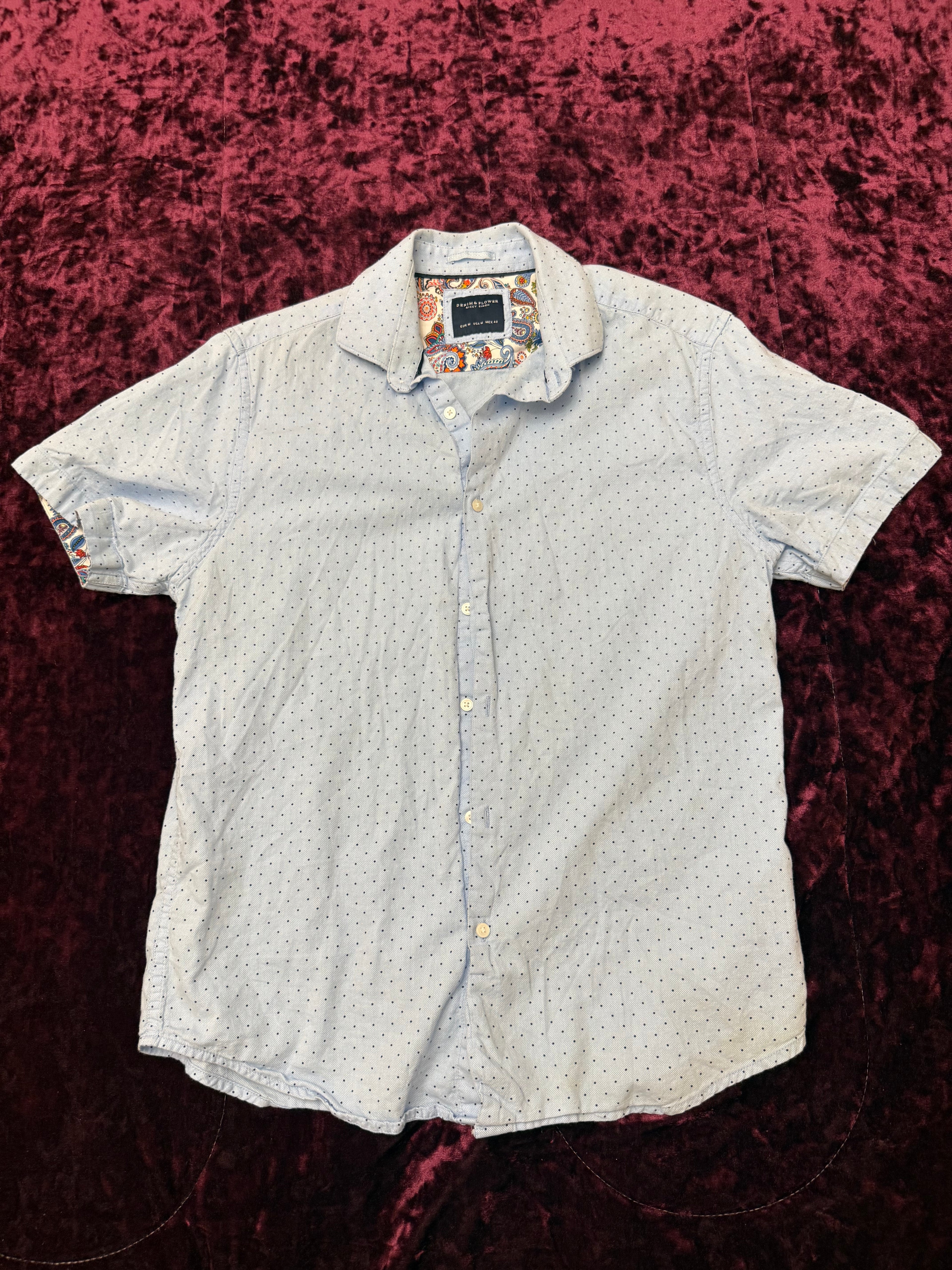 S/S Denim&Flower button up